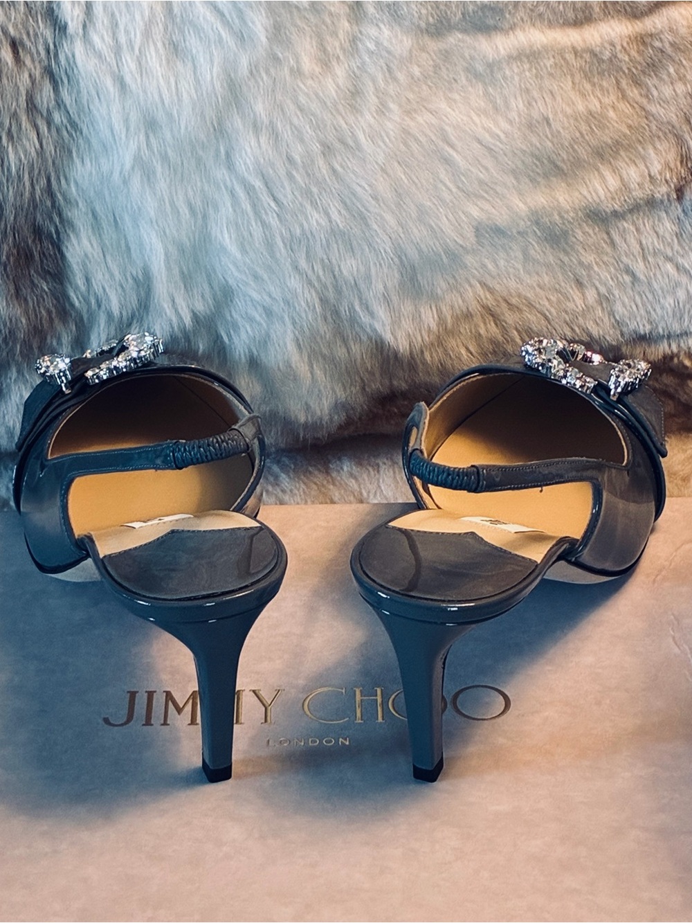 ✨ Jimmy Choo Cheri SB65 Patent Slingback Pointed Toe Pumps w Crystal Buckle NWT - Picture 9 of 17